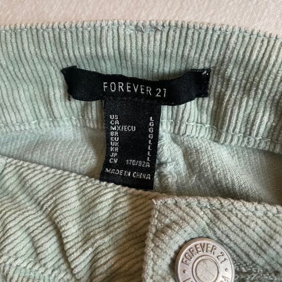 Forever 21‎ Women’s L Sage Green Corduroy Straight Leg Pants Boho Festival Artsy - Picture 14 of 16